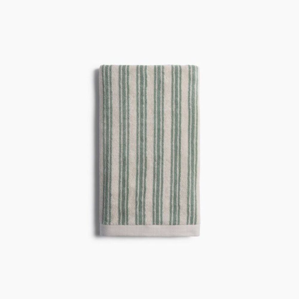Striped Supersoft Bath Towel Jade & Parchment - Parachute